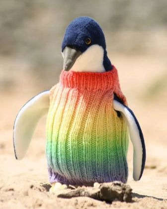 Penguin in rainbow gradient sweater